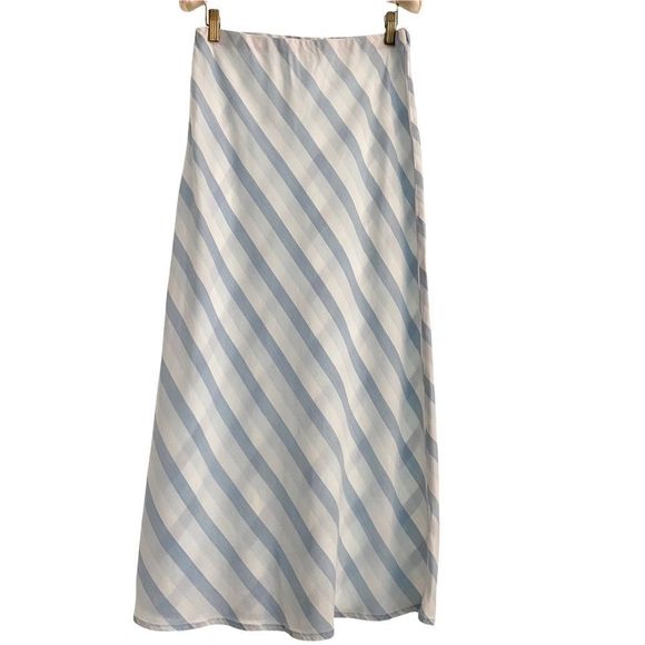 Bella Dahl Maxi Skirt Blue Gray Diagonal Striped Size Small - Picture 1 of 7